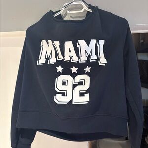 Urban Planet Black Cropped Miami '92 Graphic Sweatshirt with White Print